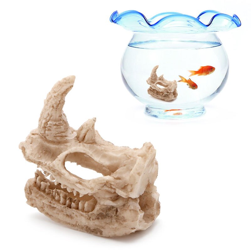 Aquarium Resin Rhino Skull Fish Decor Tank Ornament Decoration Landscaping