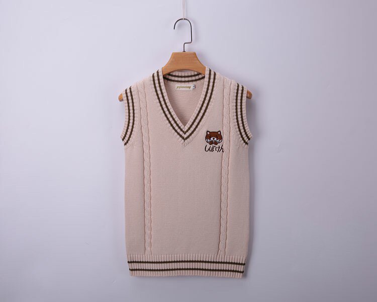 Chaleco japonés con bordado de perro de dibujos animados, chaleco de instituto, viento suave de hermana menor, chaleco de uniforme de tres JK, CH-8 de otoño e invierno: M