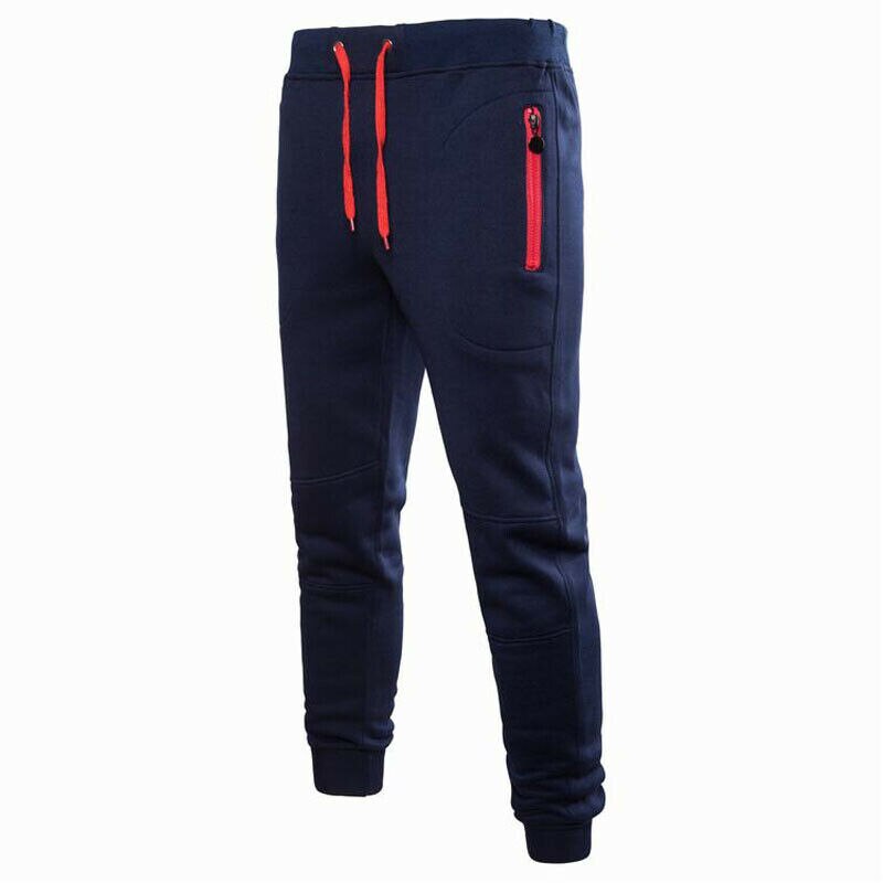 Mens Slim Fit Joggers Jogging Bottom Fleece Gym Winter Skinny Pants Zip Pockets Trousers M-XXXL