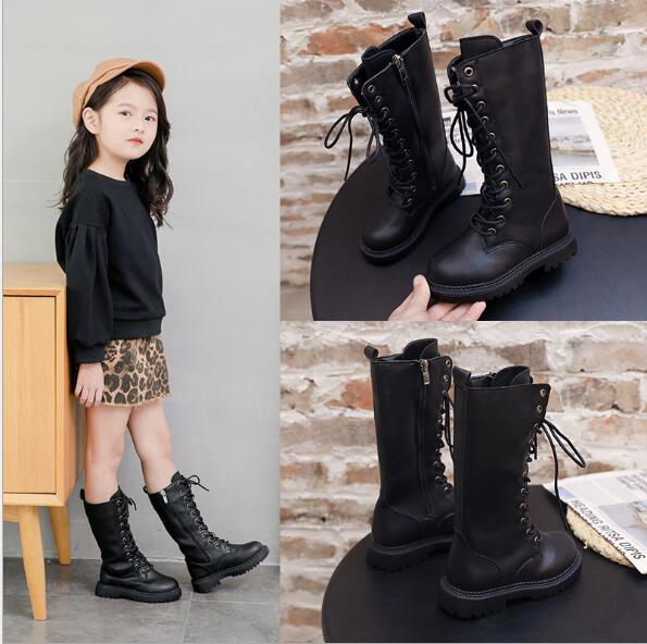 Meisjes Leren Laarzen Hoge Top Laarzen Voor Kinderen Herfst/Winter 2002