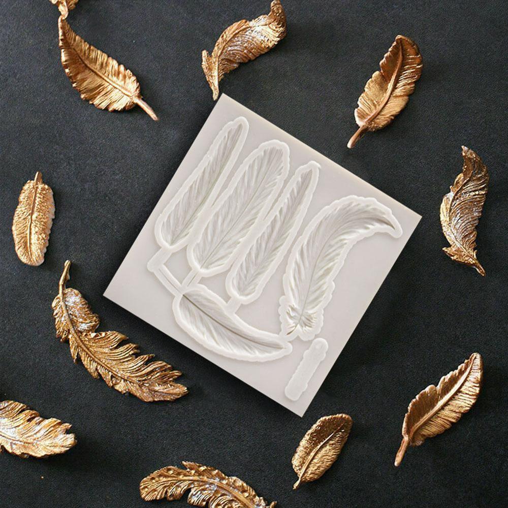 Feather Silicone Cookie Molds Cake Border Fondant Cake Decorating Chocolate Candy Molds Sugarcraft Gumpaste Clay Tools