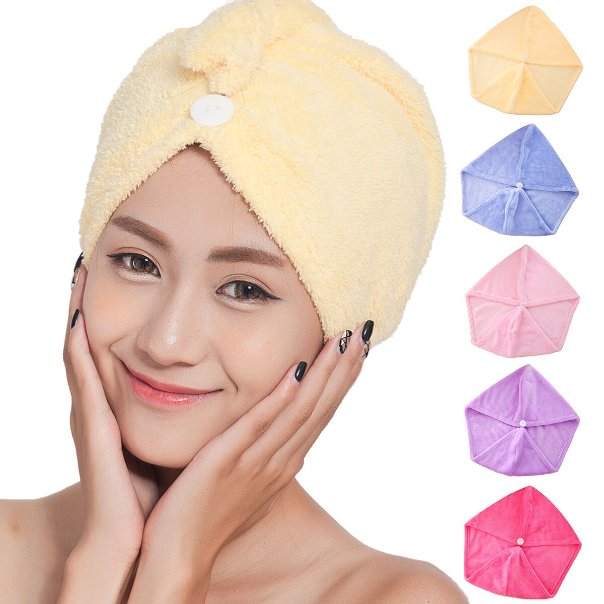Korallfleece hår torr handduk superabsorberande turban handduk turban för kvinnor hår bad inlindad mössa