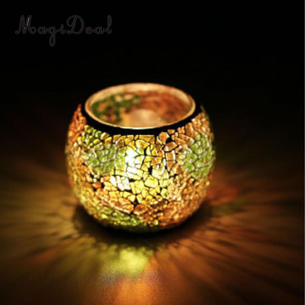 MagiDeal sortiert Marokkanischen Mosaik Glas Votiv Kerzenhalter Tee Licht Leuchter Kerzenhalter Heimat Dekor Tabletop Mittelpunkt