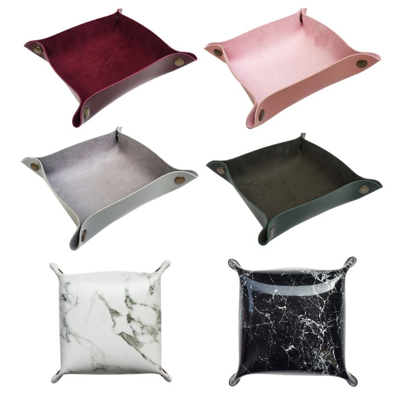 Leather DND Dice Tray Jewelry Key Wallet Coin Sundries Bins Desktop Storage Box