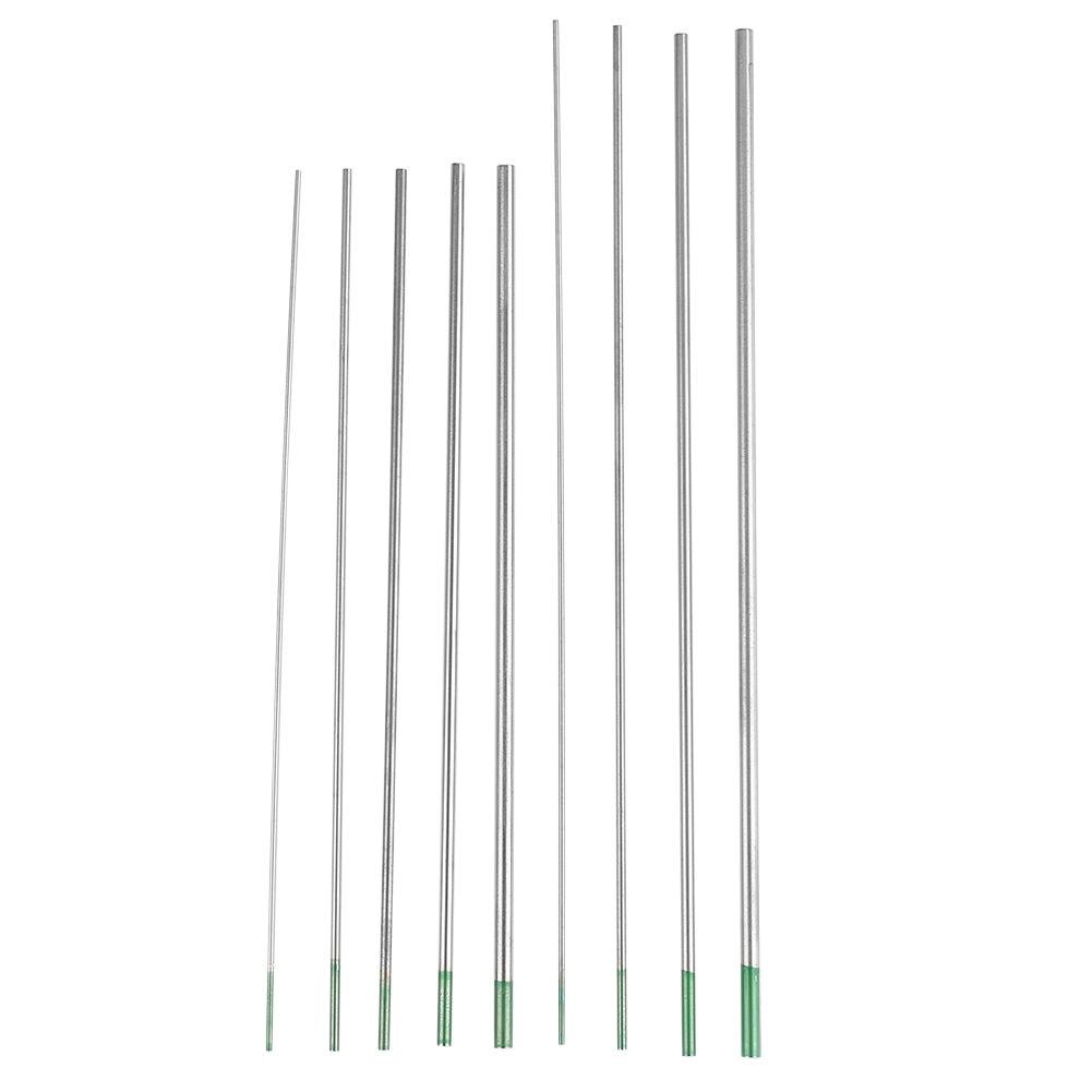 10 Uds de tungsteno puro electrodos WP punta verde/1,0/1,6/2,0/2,4/3,2mm * 175/150mm AC de soldadura Tig herramienta de