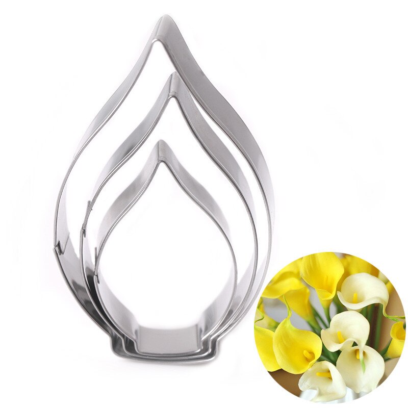 3 stuks calla lelie koekjesvormpjes 3d sugarcraft fondant taart gebak koekjes bakvorm diy taartdecoratie tools  e875