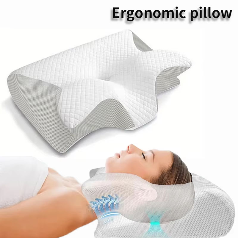 Las almohadas altas son más altas y más gruesas, no deformadas o colapsadas, protegerse de la columna cervical y ayudan a dormir almohada con memoria.