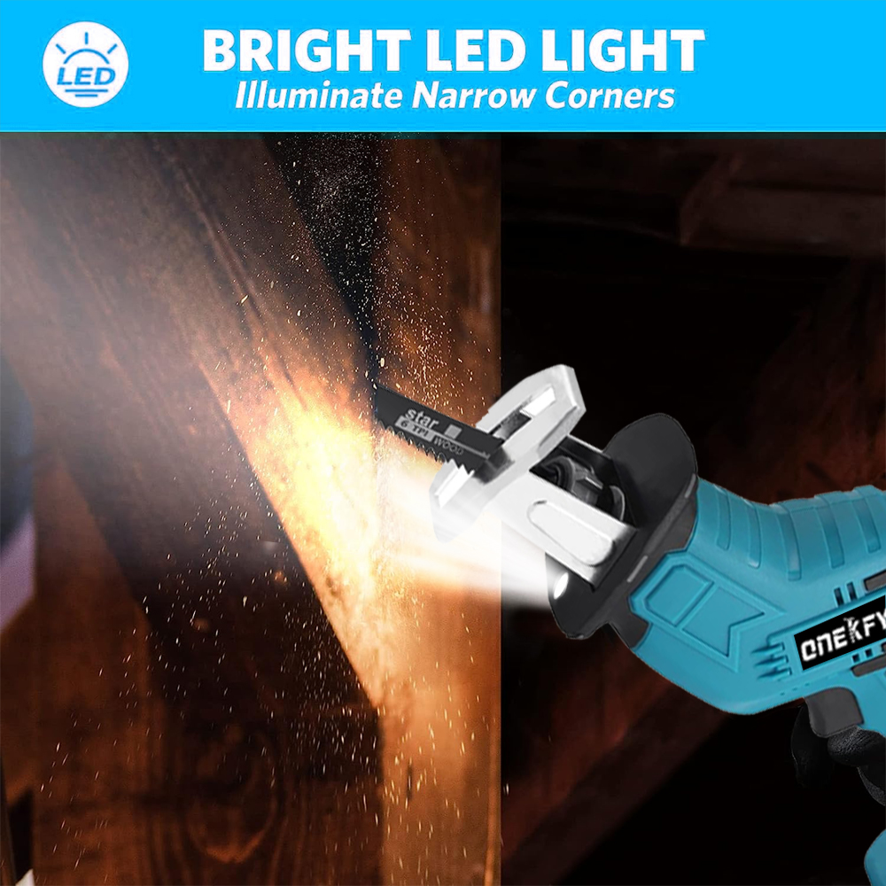 Cordless Reciprocating Saw Adjustable Speed Chainsaw Wood Metal PVC Pipe Cutting Bandsaw Power Tool for Makita 18V Battery