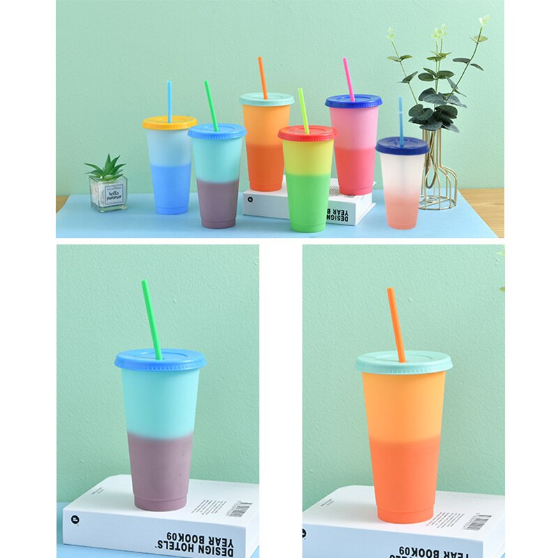 Reusable Plastic Temperature Color Changing Cold Cup Summer Drink Water Mug Cup Kitchen,Dining & Bar FP8