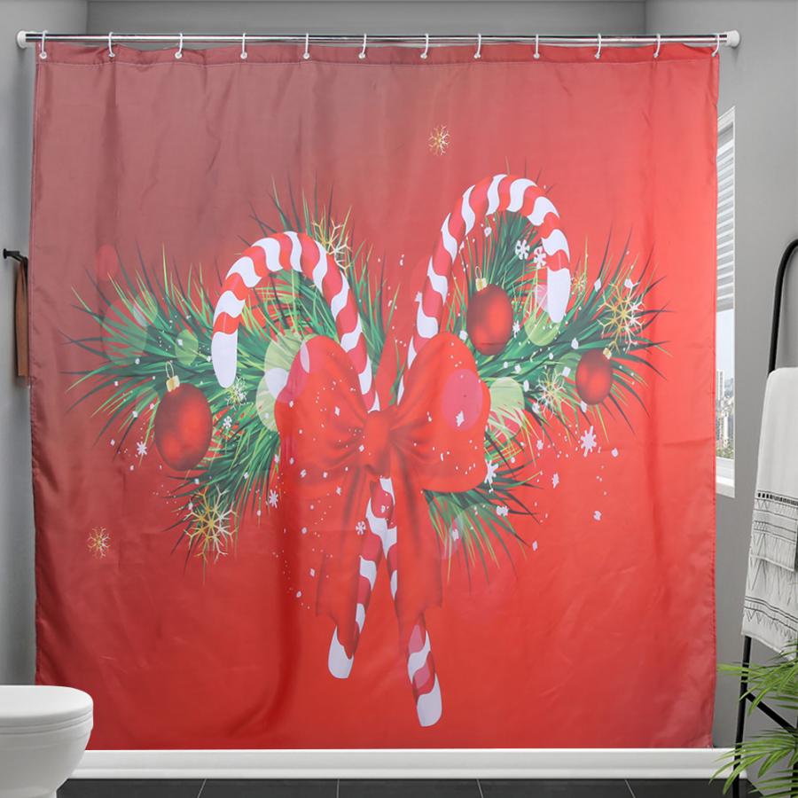 Kerst Patroon Douchegordijn Polyester Waterdicht Baden Gordijnen met 12 haken Set Badkamer Decor