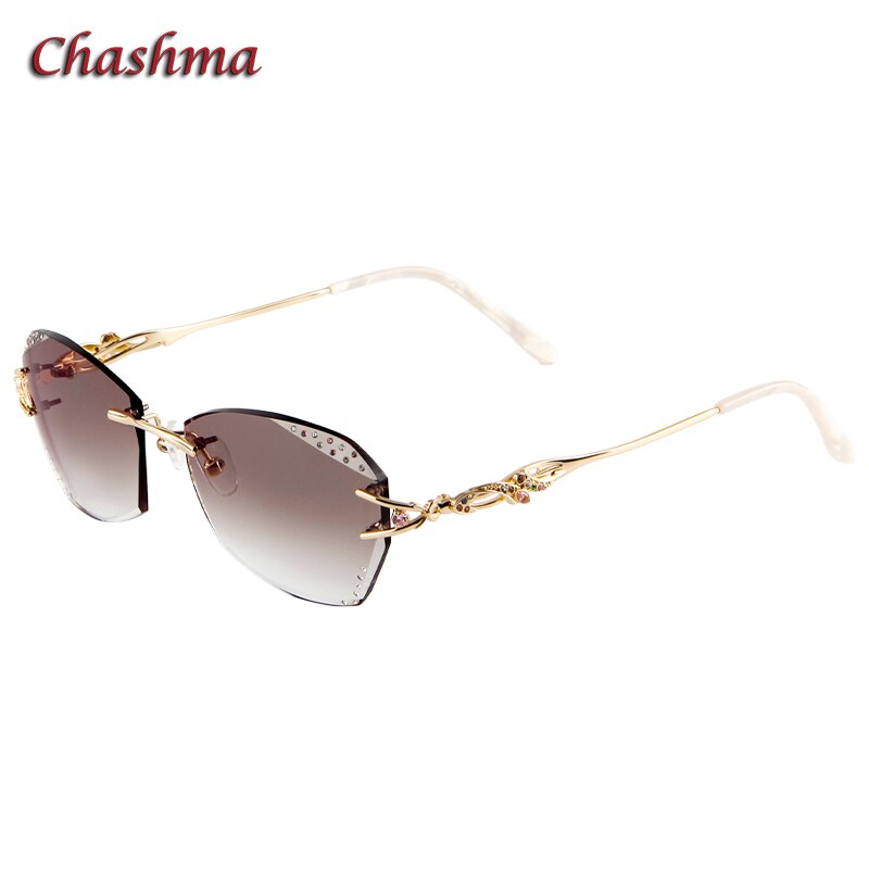 Glasses Women Eyeglasses Frames Rimless Titanium Tint Sunglasses Prescription Glass Diamonds Anti Blue Ray Anti Resistance Lens