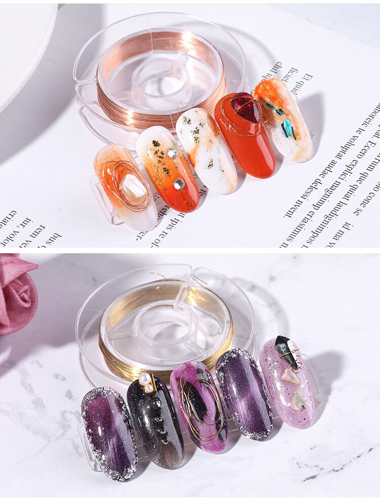 1 Roll Gold Silver Copper Wire Metal Alloy Nail Art Decorations DIY Handicrafts Ornaments Gold Silver Nail Decoration Tools