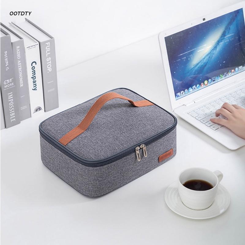 Insulated Lunch Box Bag with Handle Double Zipper Portable Mini Cooler Square Flat Style Thermal Meal Tote Carrier for Work