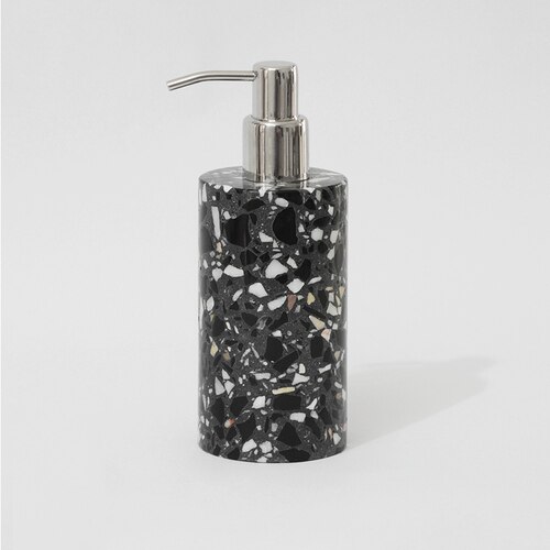 Terrazzo Bathroom Five-piece Accessories Set Wash Toothbrush Cup Toilet Brush Holder Lotion Bottle Storage Box Toothbrush Case: soap dispenser A