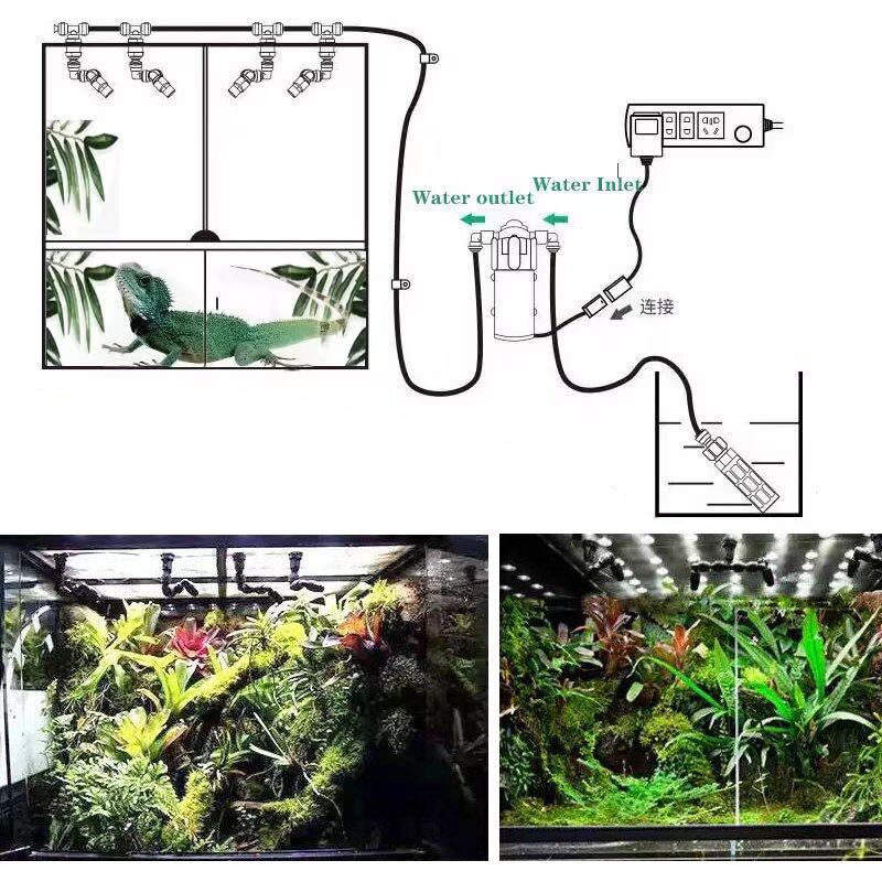 HEMAN 3pcs Reptiles Fogger Mist Sprinkler Rainforest Tank Pet Humidification Cooling System Reptile Pet Terrarium Misting System
