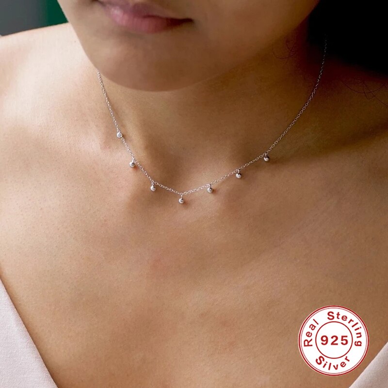 Solid 925 Sterling Silver Korean INS Choker Necklace For Woman Anniversary Valentine's Day Party Chain Necklaces Jewelry Collare