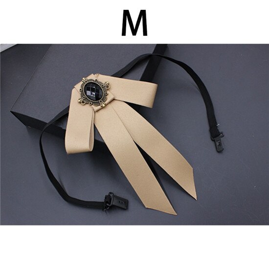 Corbata de moño grande Vintage para mujer, Collar de cinta con borlas de cristal con broche, joyas para un traje , Pin: 13