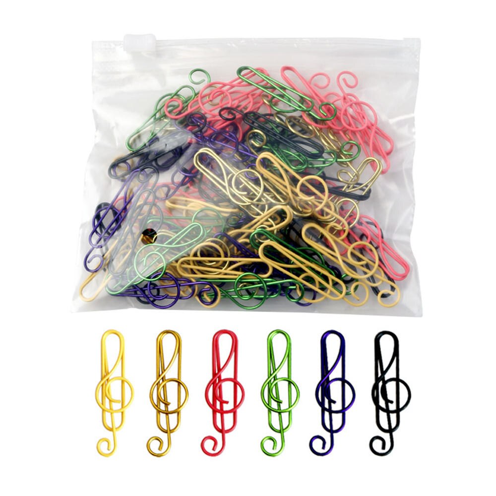 50/60pcs Paper Clips Durable Rustproof, Music Shape Paper Clips for Bookmark Office School Document Organizing Notebook Agenda: G-60pcs