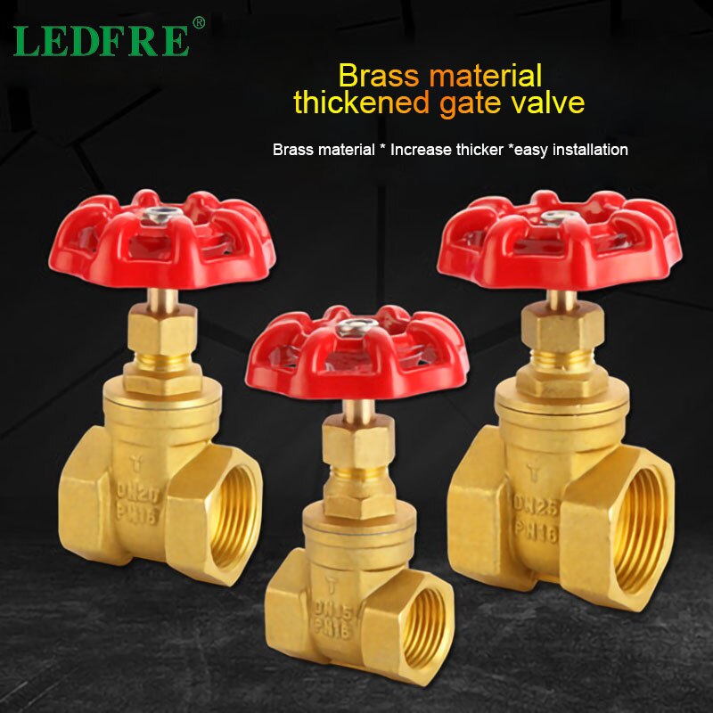 LEDFRE 1/2" 3/4" 1" inch Brass Copper Gate Valves DN15 20 25 Water Internal Thread Valves LF38003