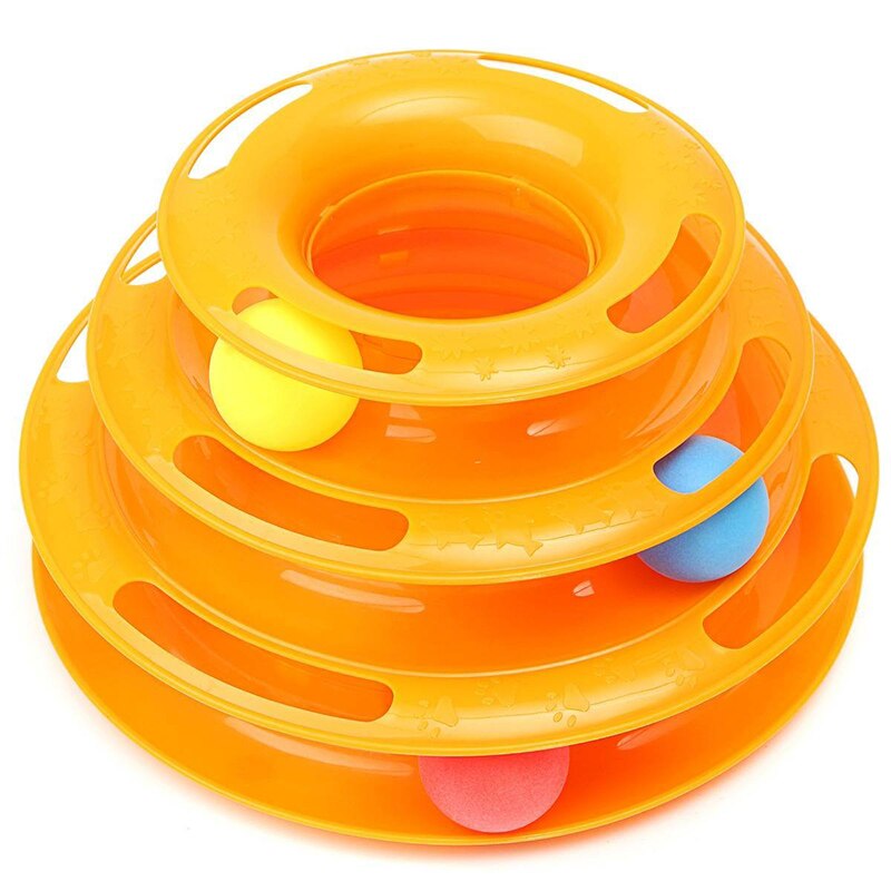 Games Labyrinth ball Toy 3 Layers Plastic for Cat Dog Animals orange
