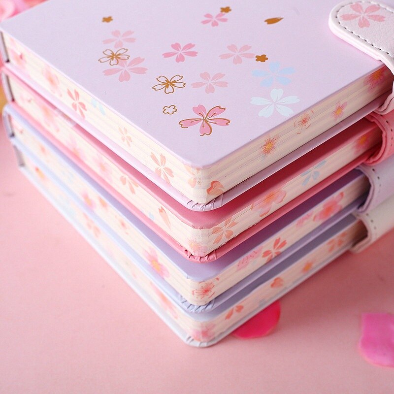 "Pink Flowers" Hard Cover Diary Cute Girls Journal Study Notebook Beautiful Notepad