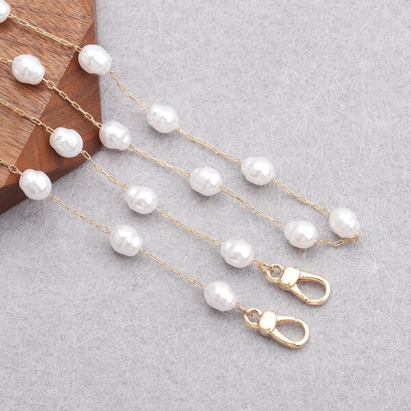 Gufeather m836, acessórios de jóias, corrente de cinta de óculos, 18k banhado a ouro, 0.3 mícrons, feito à mão, pérola plástica, corrente de máscara, 80 cm/pcs: M83603