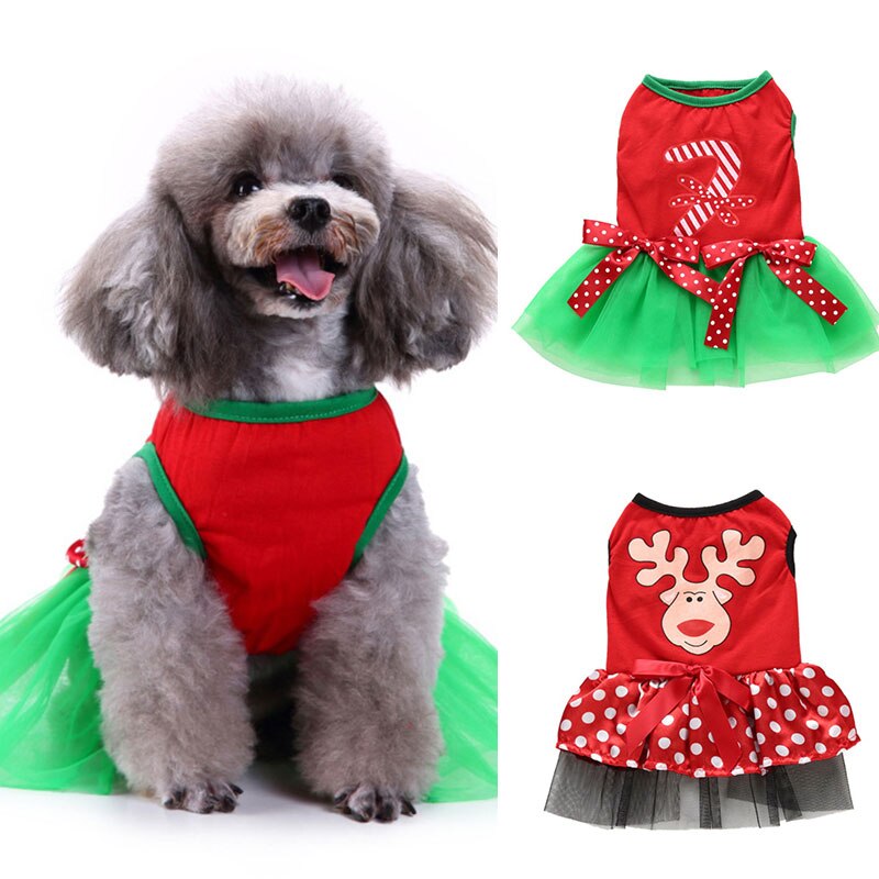 Hundetøj vinter julekjole til små hunde chihuahua mops fransk bulldog tøj hvalp hunde nederdele