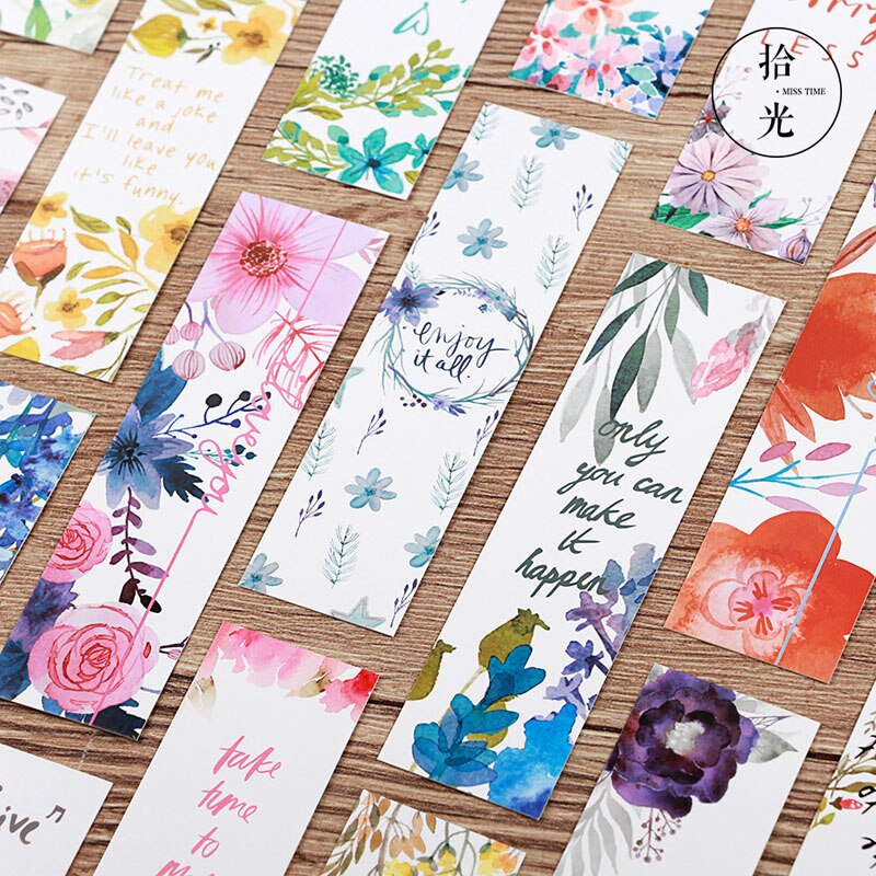 30 stk/pakke blomster bogmærker beskedkort bognoter papirsideholder papirclips til børn koreansk skole papirvarer forsyning
