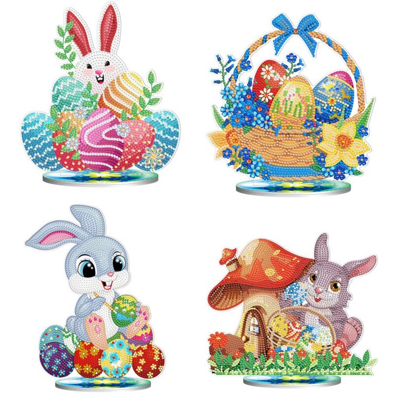 Easter Rabbit DIY Diamond Painting Kit Easter Egg Bunny Desktop Decoration Mosaic Embroidery Dot Diamond Home Decor