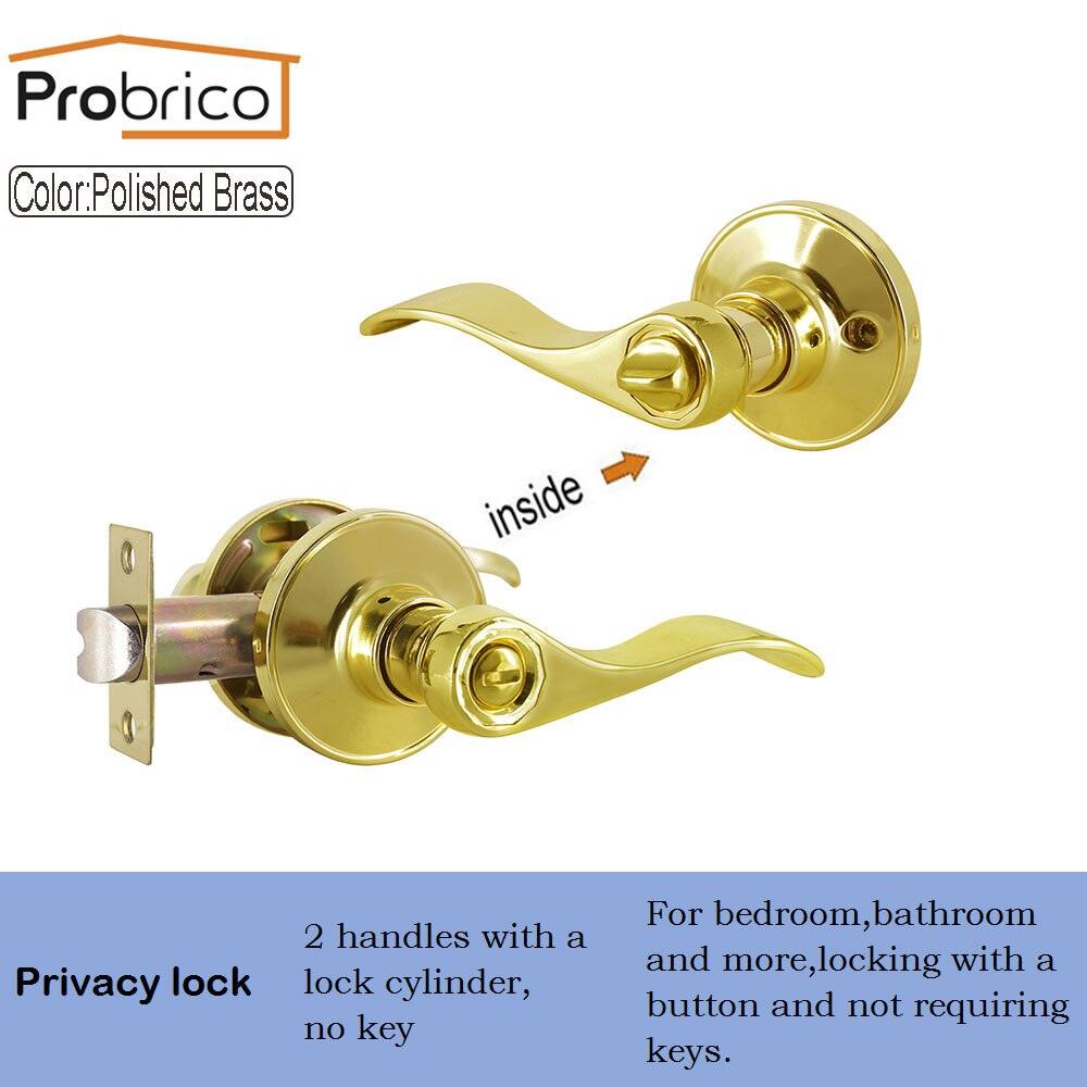 Probrico guld messing dørhåndtag til indvendige døre front bag låse håndtag lås kerne nøglefri soveværelse badeværelse træ dør lås sæt