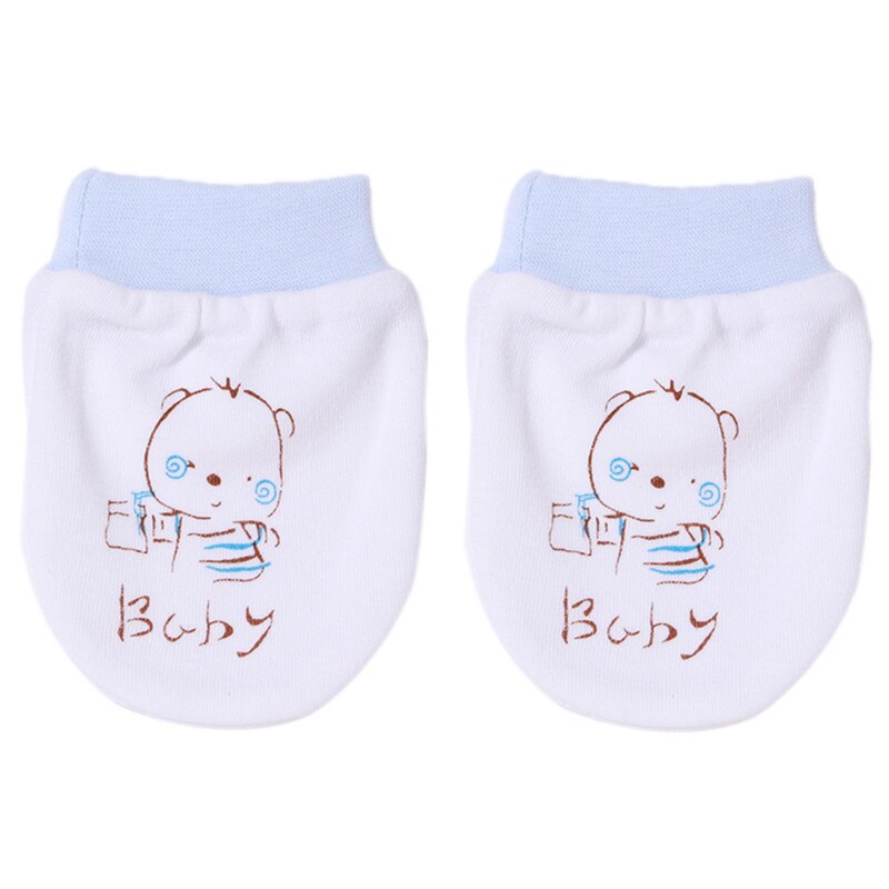 Mélange de coton belle bébé gants de preuve confortable respirer librement Anti rayures bébé gants -né mitaine LA674147: Bleu