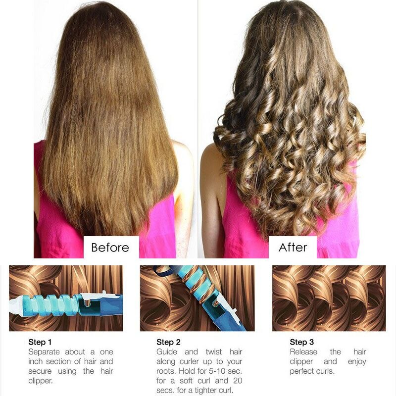 Magic Pro Hair Curlers Electric Curl Ceramic Spiral Hair Curling Iron Wand Salon Hair Styling Tools Hair Wand Curler Iron