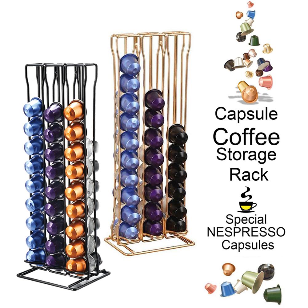 60 Coffee Capsules Storage Rack Organizer Pods Holder Display Stand Dispenser Capsule Storage Durable Iron Space Saving pictures