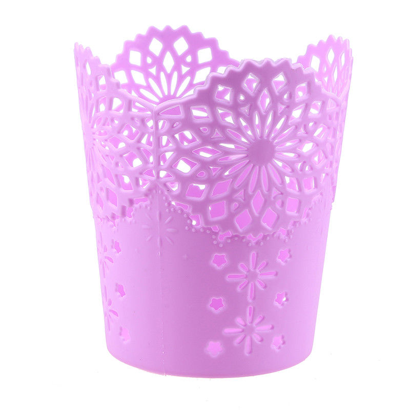 Pot de fleurs en dentelle | Ajouré support de rangement de bureau pour stylos brosses de maquillage, Vase de fleurs: Purple
