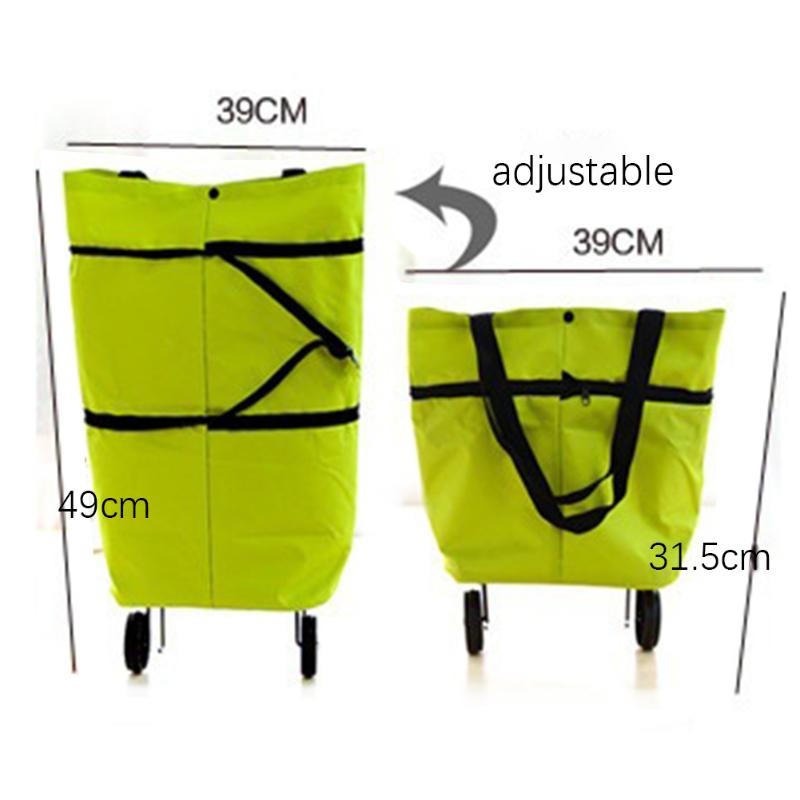 Vrouwen Oxford Herbruikbare Opvouwbare Boodschappentas Winkelwagen Met Wielen Tas Kleine Pull Winkelwagen Vrouwen Shopping Organizer Sleepboot Pakket