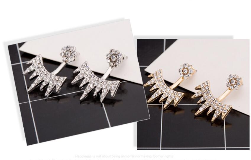 Hfarich Korean Jewelry Crystal Front Back Double Sided Earrings For Women Earring Jacket Piercing Earing Koyle