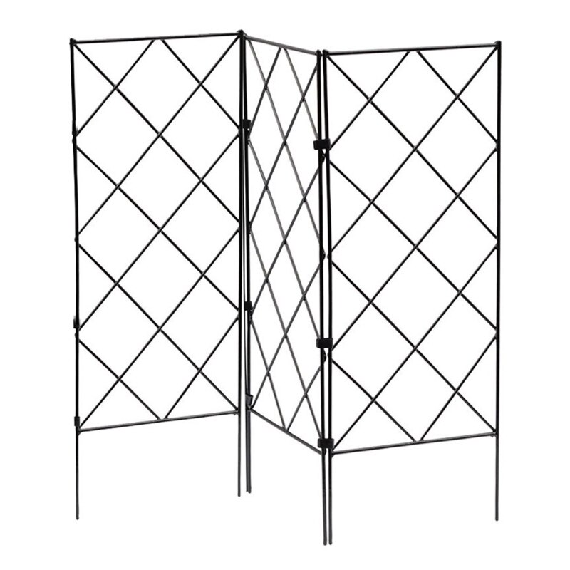 Garden Plants Vines Climbing Trellis Black Metal Wire Lattice Grid Trellis Panels Decorative Fences Flower Support Frame for Vin