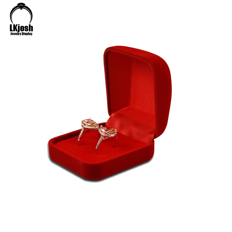 Caja De joyería De terciopelo, caja De almacenamiento De joyería con anillo Bo, caja De doble anillo, caja De tesoro De perlas, caja De De boda, organizador De Joyas: Gris