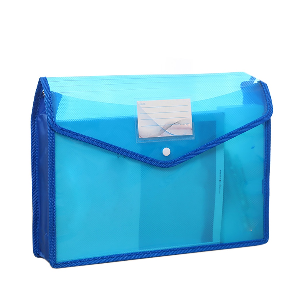 A4 Transparent Lightweight File Bag Portable Waterproof Folder Document Holder Large Capacity Button Storage School Test Paper