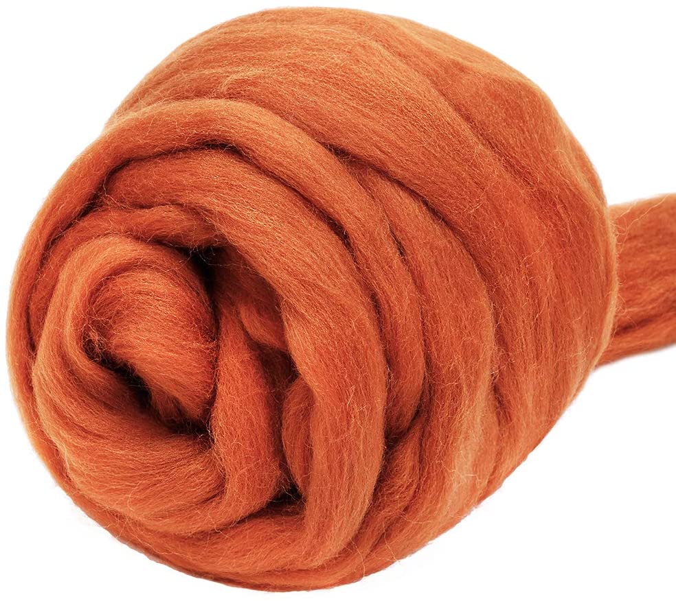 Imzay 3.53Oz Wol Roving Garen, 100% Zuivere Wol, Chunky Garen, spinning Wol Roving Voor Naaldvilten Nat Vilten Diy (Bruin)