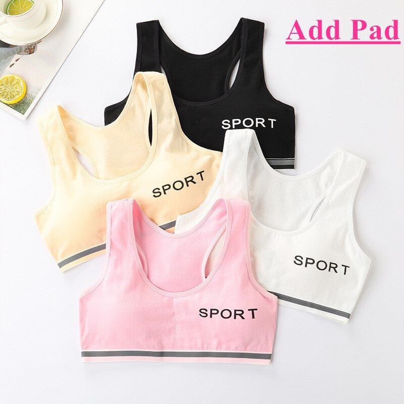 4 Stks/partij Meisjes Brasserie Ondergoed Katoen Kinderen Beha Dot Adolescente Meisjes Training Bras Ademend Tiener Meisje Tops Crop: 1-21GNS003