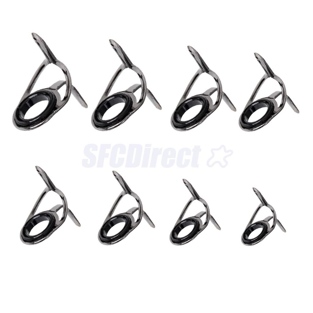 10Pcs Ceramic Rod Eye Rings Fishing Rod Guides Tip Stainless Steel Frame Rod Tips Building Component