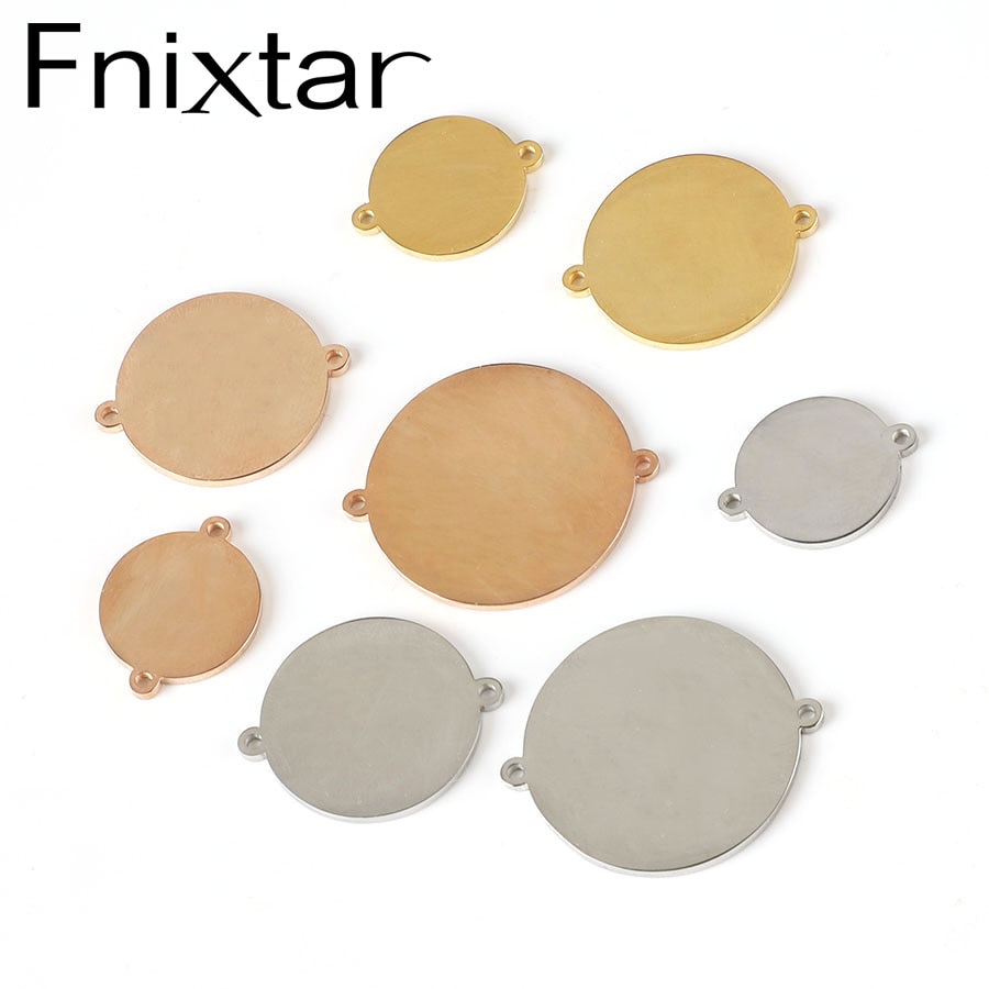 FnixtarMirror Polished Stainless Steel Round Discs Stamping Blanks Disk Charm Connector For DIY 15/20/25mm20piece/lot