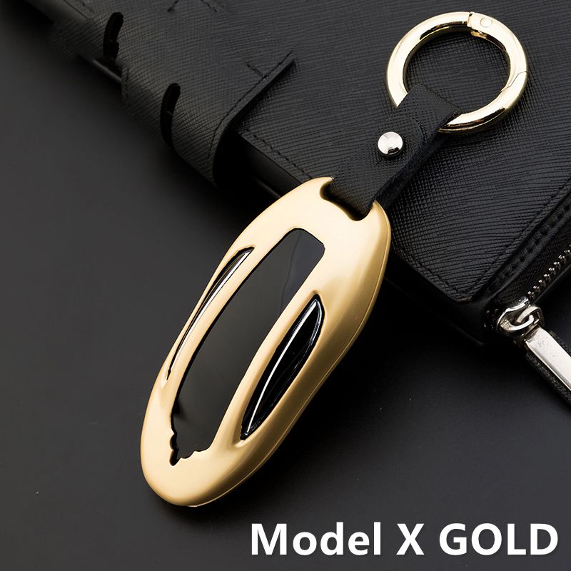 Autosleutelhoes van zinklegering voor tesla model s, model 3 en model x, sleutelbeschermer, passend bij accessoires: Model x goud