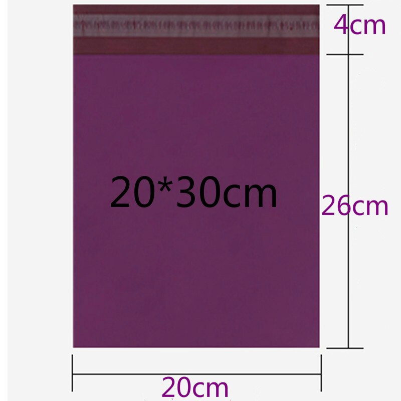 50pcs/lots Purple Tote Bag Express Bag Courier Bags Self-Seal Adhesive Thick Waterproof Plastic Poly Envelope Mailing Bags: 20x30 cm