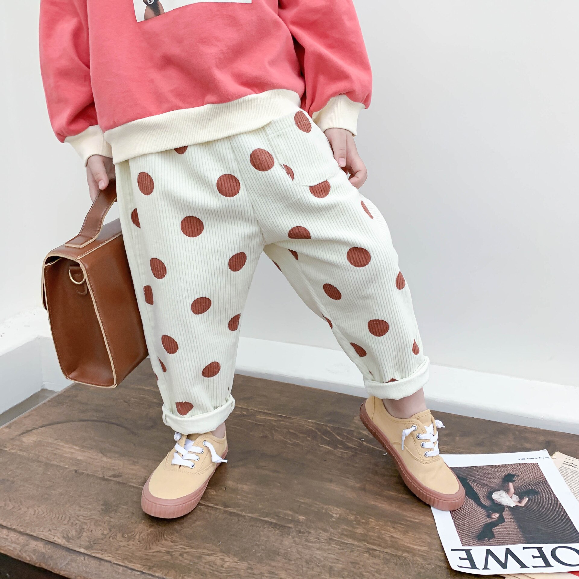 garçons filles velours côtelé pantalons décontractés enfants enfants dot 3 couleurs pantalon 1-6Y
