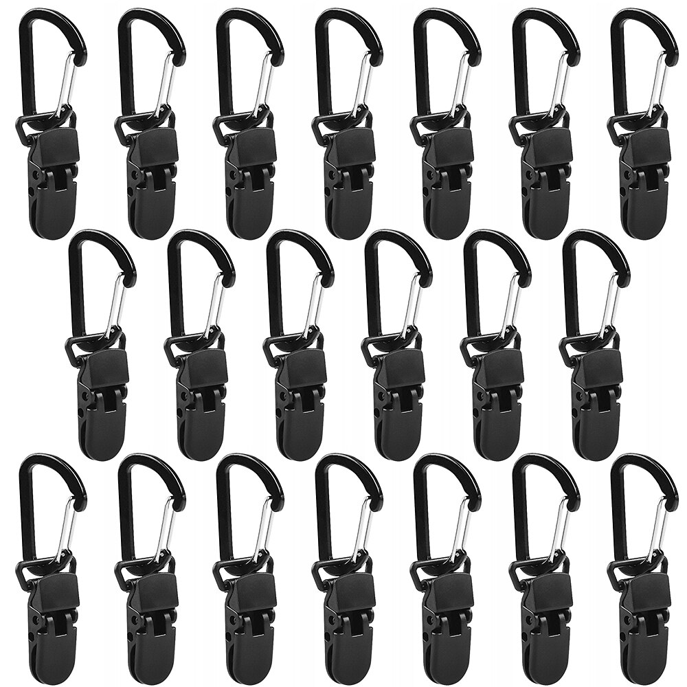 30 stuks tentclip, verstelbare, stevige, winddichte luifelklem van kunststof, voor buitenkampeertenten, krokodillenklem, kunststof klem met grijpklem: 20 stuks