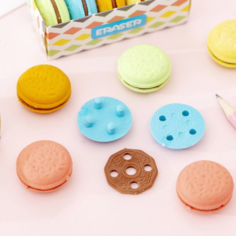 5 Stks/partij Macaron Rubber Gum Creatieve Kawaii Gum Potlood Voor Kids Koreaanse Japanse Briefpapier School Kantoorbenodigdheden