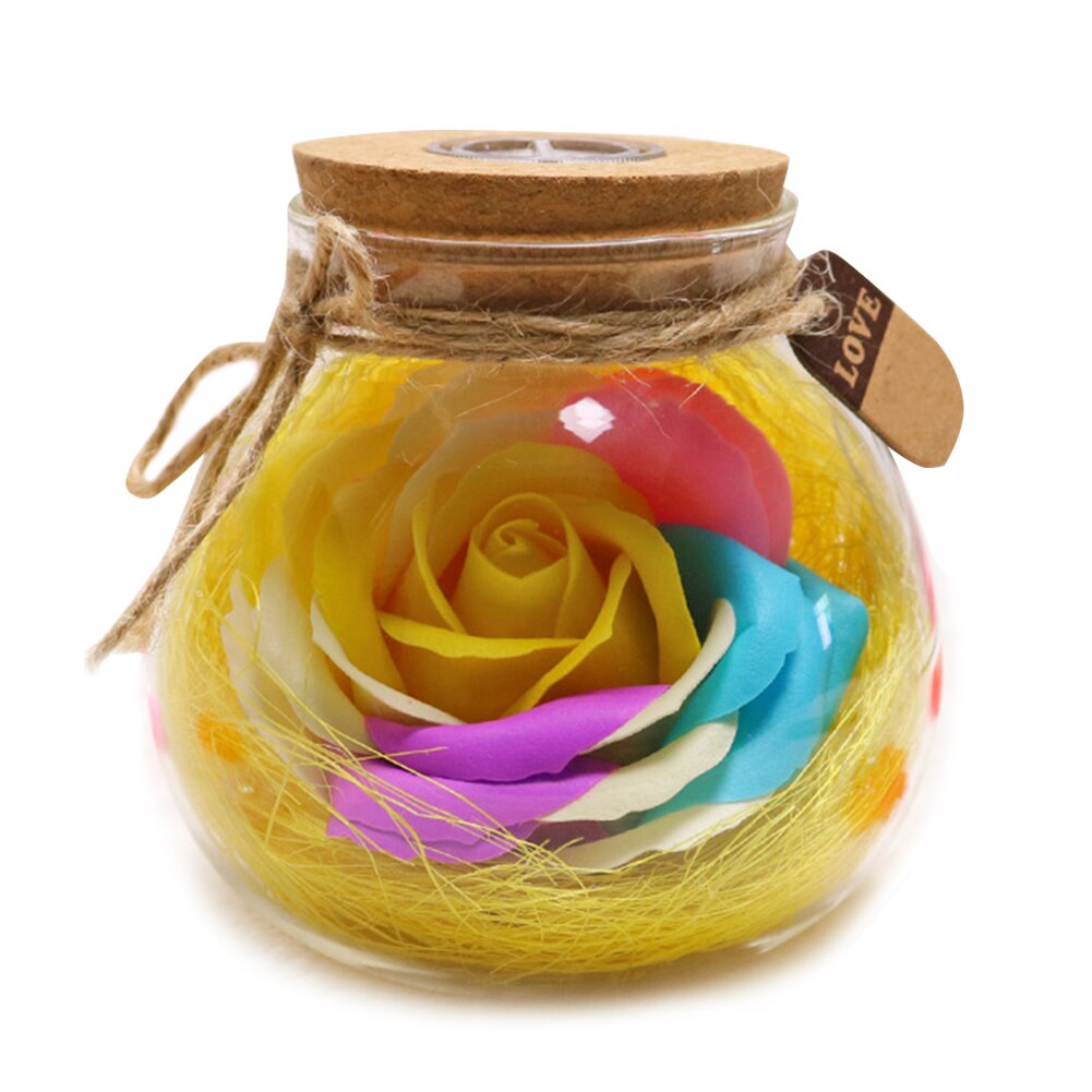 LED RGB Rose Lamp Bloem Fles Nachtlampje Afstandsbediening Rose Lamp Verlichting GHS99: Yellow
