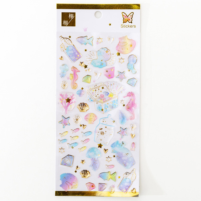 fantasy starry sky water sticker bronzing three-dimensional environmental protection mobile phone diary sticker material: Ivory